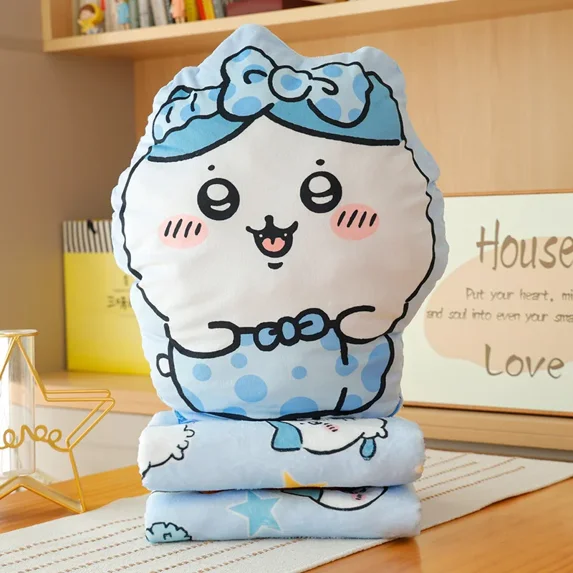 Comfortable Chiikawa Cushion Blanket Hachiware Usagi Kawaii Back Cushion Warm Nap Pillow Blanket Car Sleeping Blanket Gifts