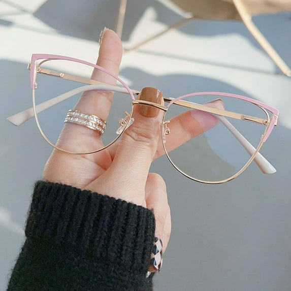 Comfortable Classic Metal Blue Ray Blocking Men Women Eye Protection Frame Eyewear Square Eyeglasses Anti-Blue Light Glasses Computer Goggles PINK