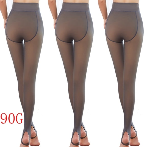 Comfortable Compression Socks for Women Fashion Fake Translucent Warm Fleece Pantyhose Solid Coffee Saving to 65% off!