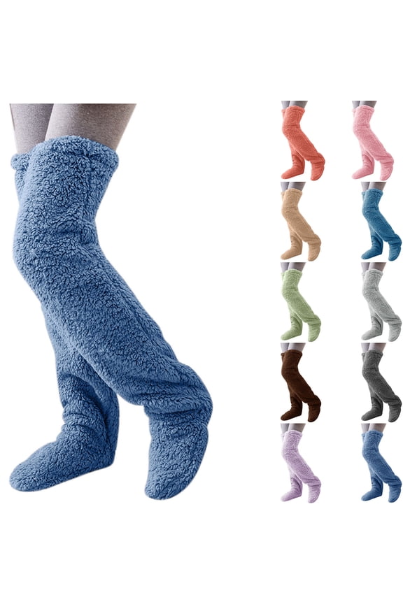 Comfortable Compression Socks for Women Winter Lengthening And Thickening Plush Warm Leg Cover Home Socks Knee-warm Floor Socks Saving to 65% off!
