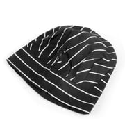 Comfortable Cook Adjustable Men Kitchen Baker Chef Elastic Cap Hat Catering Soft Black And White Stripe