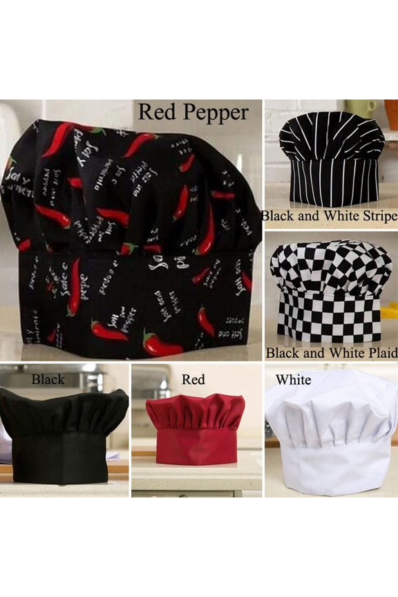 Comfortable Cook Adjustable Men Kitchen Baker Chef Elastic Cap Hat Catering Soft Red Pepper