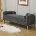 thumbnail image 1 of Comfortable Corduroy Storage Bench with Armrests and Two Bolster Pillows for Living Room or Bedroom, 65 ", 1 of 9