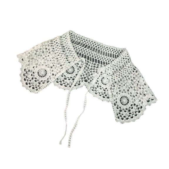 Comfortable Cotton Fake Collar Shawl With Delicate Lace Pattern Detachable Necklace Capes For Daily Wear
