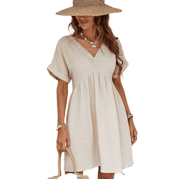 Comfortable Cotton Gauze Mini Dress - Perfect for Summer