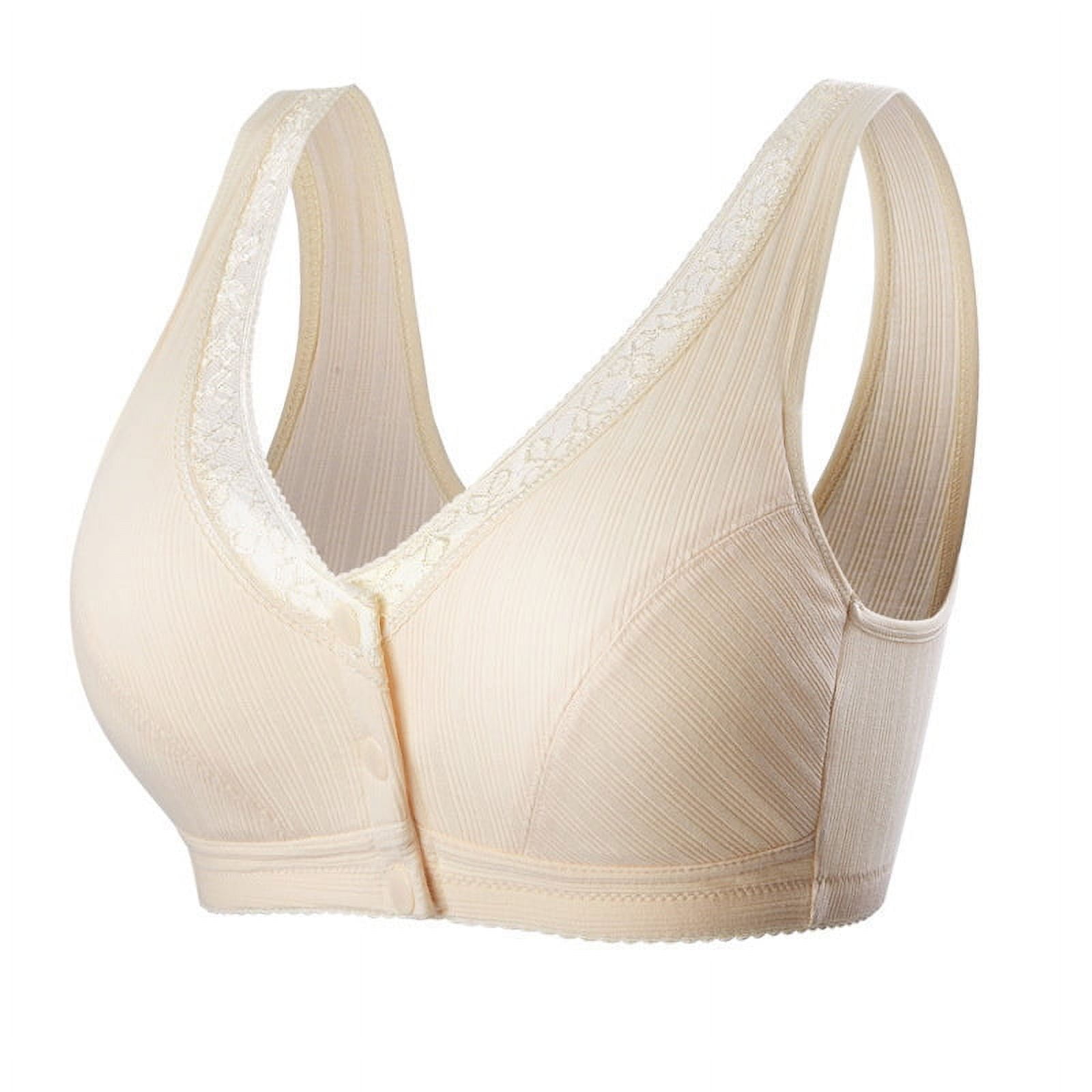 Comfortable Cotton Large Size Bra with Front Button Wireless
