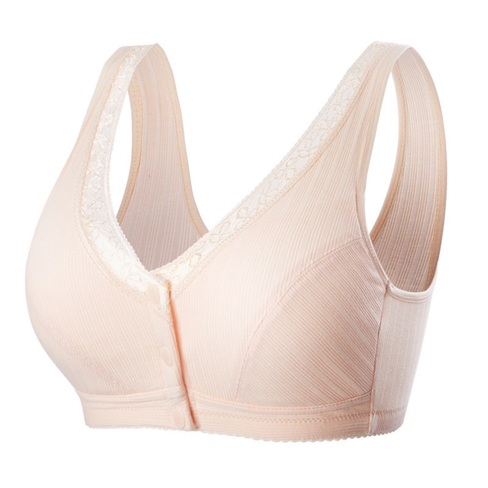 Comfortable Cotton Large Size Bra with Front Button Wireless