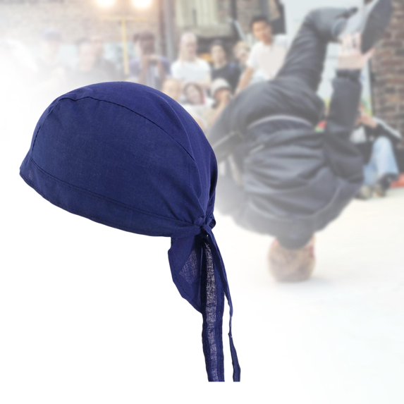 Comfortable Cotton Pirate s Headband Breathable Quick Head Wrap Cycling Head Scarf for Hiking Traveling Fitness Hip Hop Men Navy