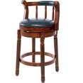 thumbnail image 1 of Comfortable Cow Top Leather Upholstered Bar Stool with Swivel Function, Wooden Legs - Home Kitchen Counter Dining Room Restaurant - Study or Pub - 26, 1 of 7