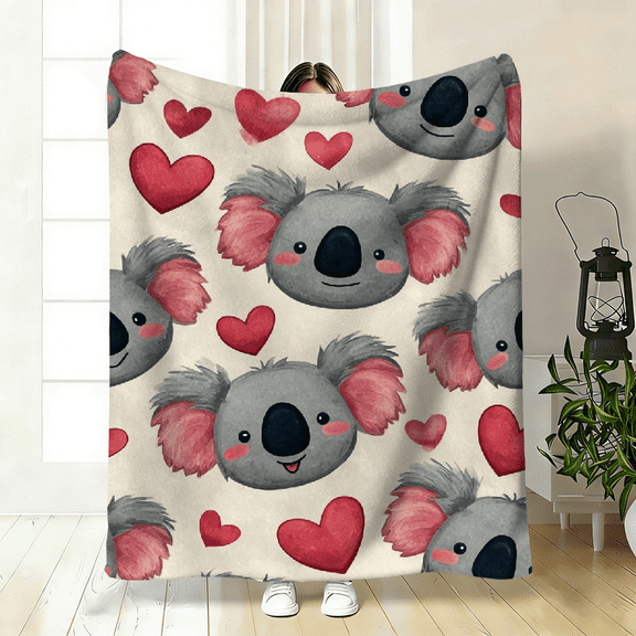 A Comfortable Cute Koala Theme Pattern Blanket, Soft High-Definition Digital Print, All-Season Family and Friends Gift, Soft, Breathable 100 Polyester!