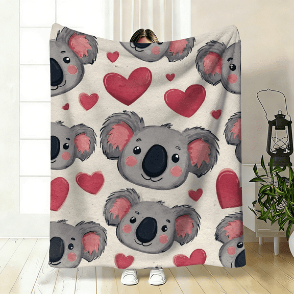A Comfortable Cute Koala Theme Pattern Blanket, Soft High-Definition Digital Print, All-Season Family and Friends Gift, Soft, Breathable 100 Polyester!