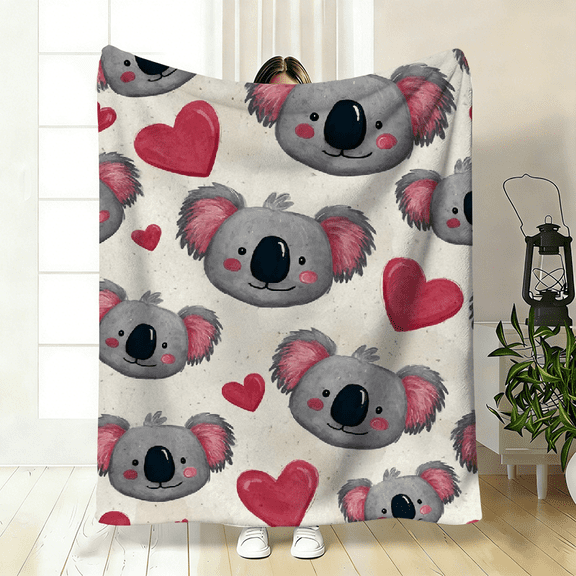 A Comfortable Cute Koala Theme Pattern Blanket, Soft High-Definition Digital Print, All-Season Family and Friends Gift, Soft, Breathable 100 Polyester!
