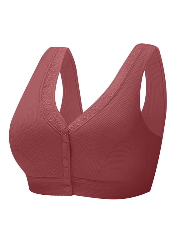 Comfortable Daisy Bra for Seniors, 2024 New Front Closure Button Wirefree Seamless Padded Cotton Bras for Older Women