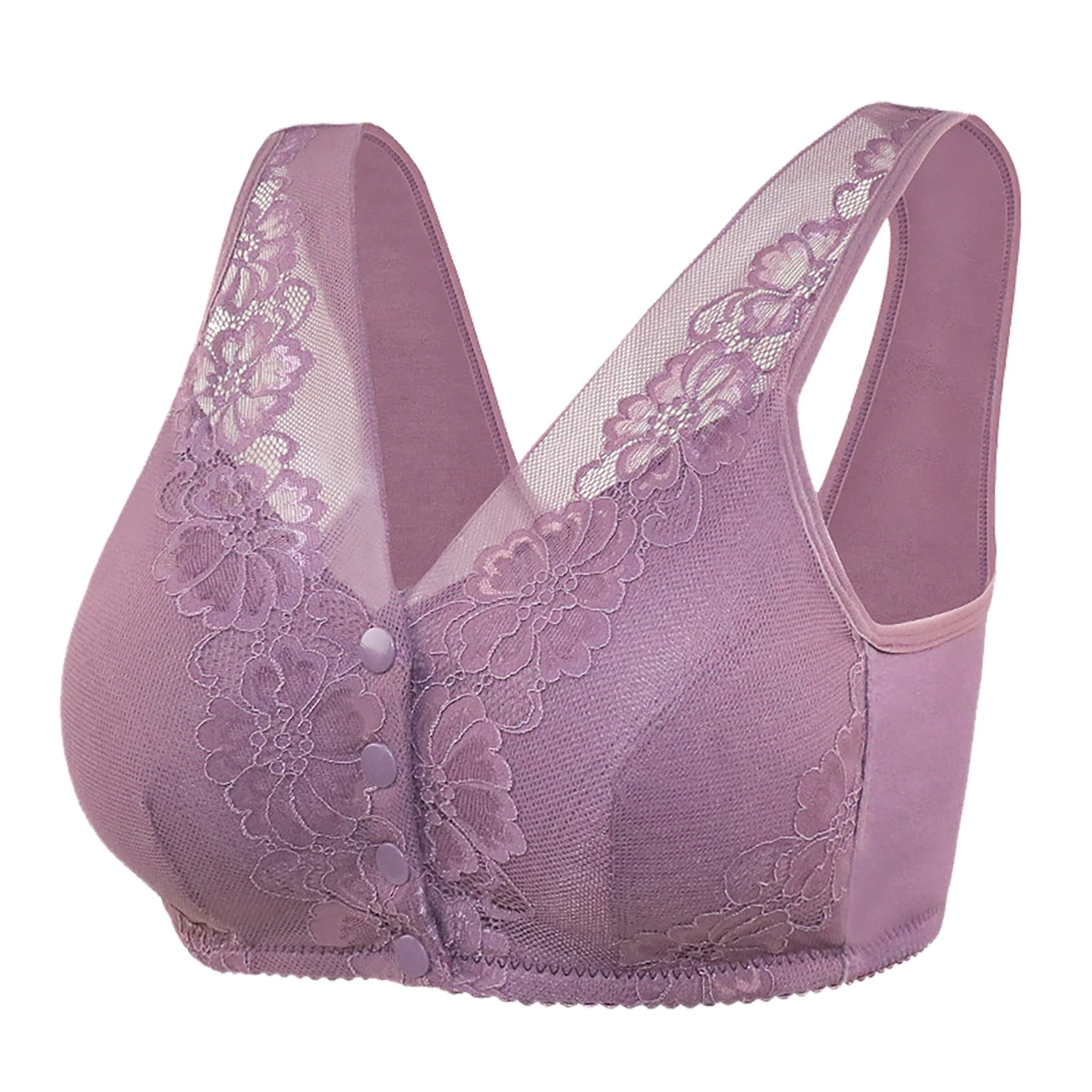 Comfortable Daisy Bra for Seniors, 2024 New Front Closure Button Wirefree Seamless Padded Cotton
