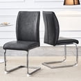 thumbnail image 1 of Comfortable Dark Gray PU Dining Chairs with Ergonomic Backrest, 1 of 6