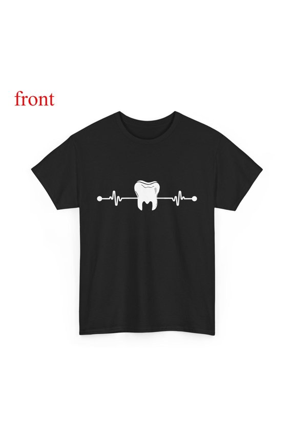Comfortable Dental Heartbeat Tee Dentistry Graphic Apparel Professional Dentist Top Casual Black S-5XL