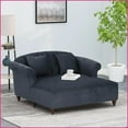 thumbnail image 1 of Comfortable Double Chaise Loveseat for Living Room – Polyester Fabric, Scroll Arms & Pillows | Gray | Fabric | Polyester, 1 of 11