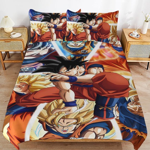 Comfortable Dragon Ball Bedding 3 Pieces Set With Pillow Shams Duvet Cover for All Seasons 86"x70"