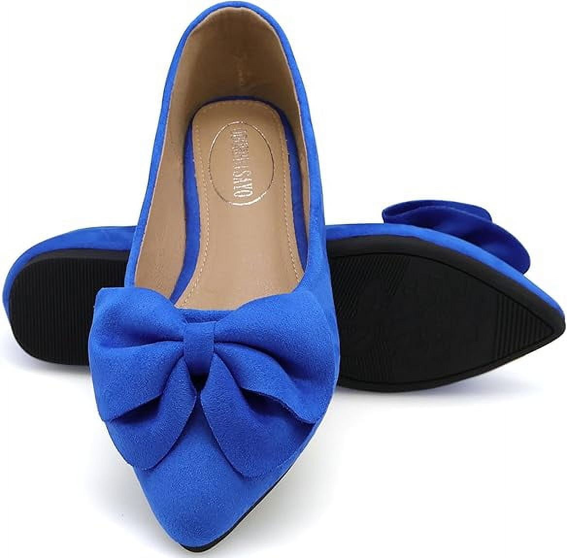 Comfortable Dress Shoes with Bows Pointy Toe Suede Flat  display picture 1