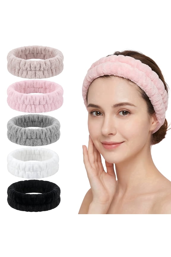 Headbands for Women, 5 Pcs Breathable Headband for Washing Face, Soft Multicolor Skin-Friendly Headbands for Facewash, Mask, Makeup