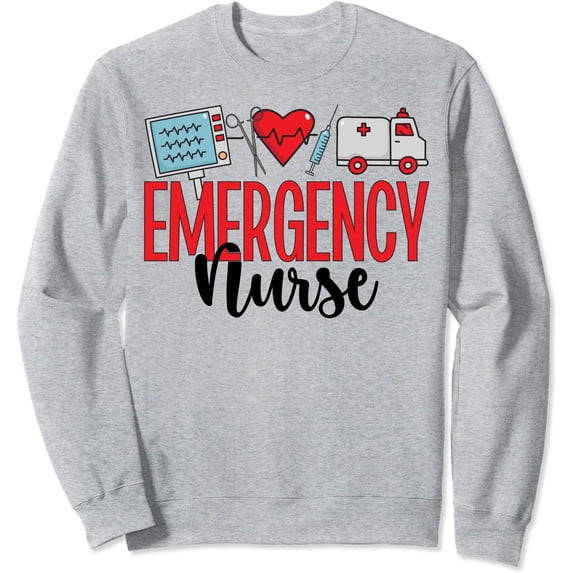 Comfortable Emergency Nurse Sweatshirt with Medical Symbols for ER Professionals