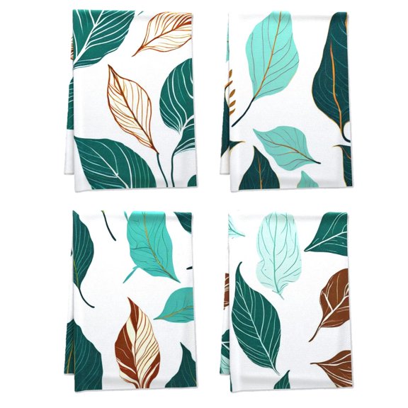 Comfortable Ethnic Boho Bath TowelTowel Set Nature Retro Boho Handy Dish Cloth and Towel Sets Vector Design Leaf Bold Lines Tea Towel for Window House Washroom Farmhouse Outdoor Set Of 4 16x24 Inch