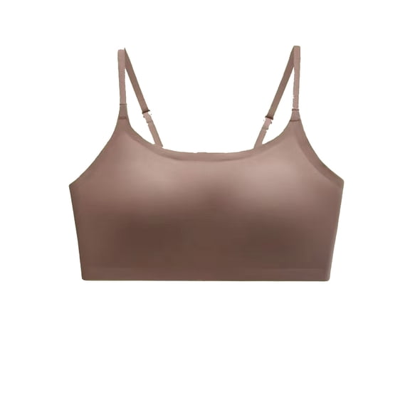 Comfortable Everyday Bras - Women's Color Seamless Wide Shoulder Sports Bra - No Steel Ring Gathered Back Support Large Bust Concealing Bra Coffee M