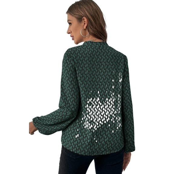 Comfortable Everyday Wear: Women's V Neck Blouse with Modern Geometric Print | [ZhiHiMeRi] | (US 4-6)S