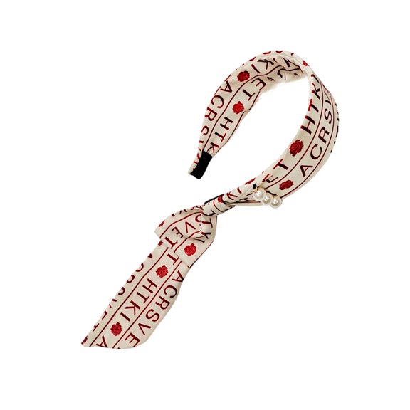 Comfortable Fabric Headband Stylish Design Ribbon Hair Hoop Pearls And Letter Accent Wide For Various Occasion