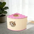 thumbnail image 1 of Comfortable Fan-Shaped Cats Bed Villa, Enclosed Multi-Cats Bed with Scratch-Proof Felt, Tool-Free Assembly, Space-Optimizing for Home Corners, All-Season Pet Resting Spot, Size: 23.62x15.75in, 1 of 6