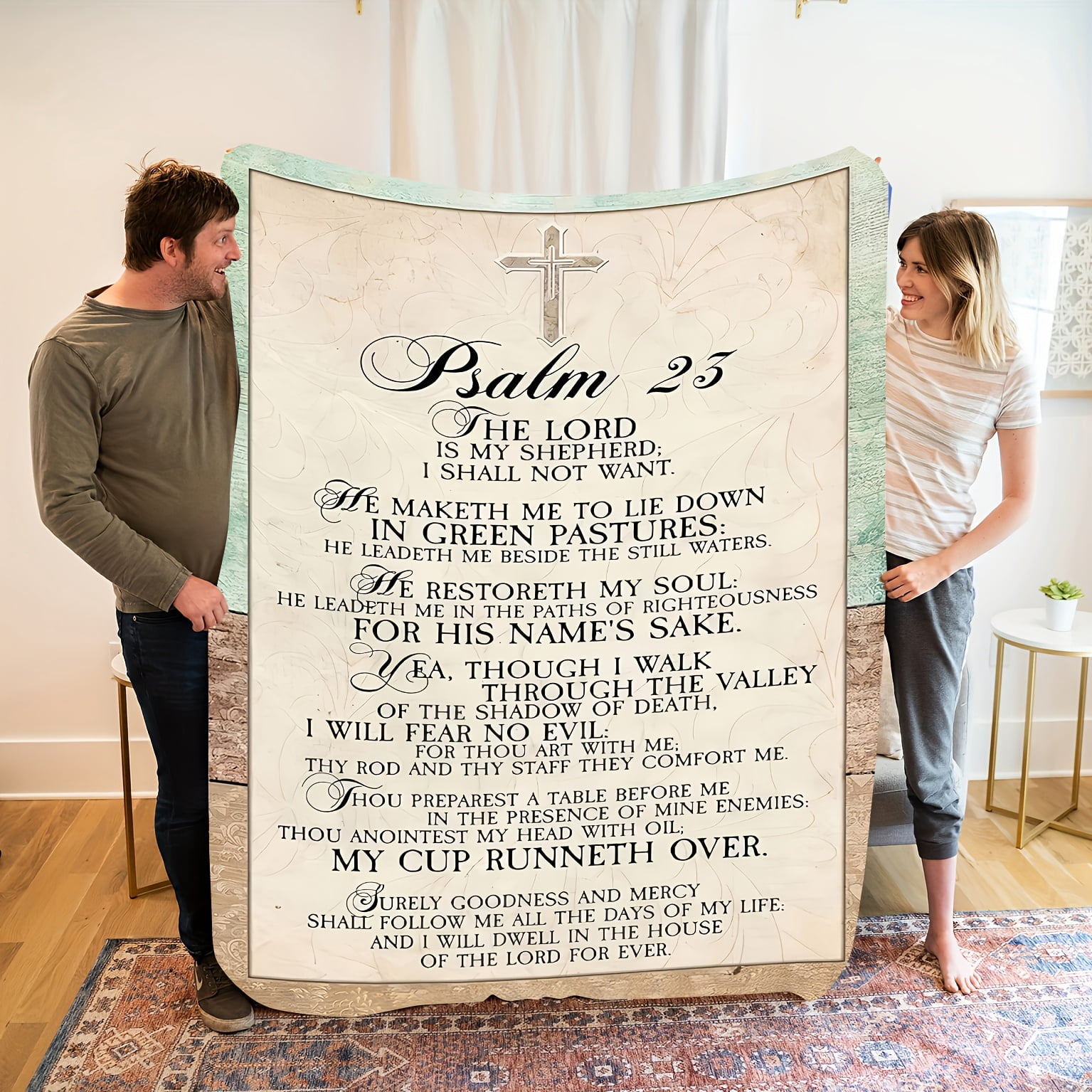 Comfortable Flannel Blanket with Christian Bible Faith themed Soft and ...