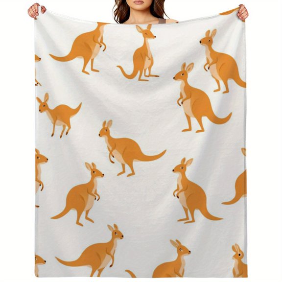 Comfortable Flannel Blanket with Kangaroo Print, Soft and Warm, Perfect for Naps and Home Decoration, Suitable for All Seasons, Lightweight and Durable, Comfortable Home Decor