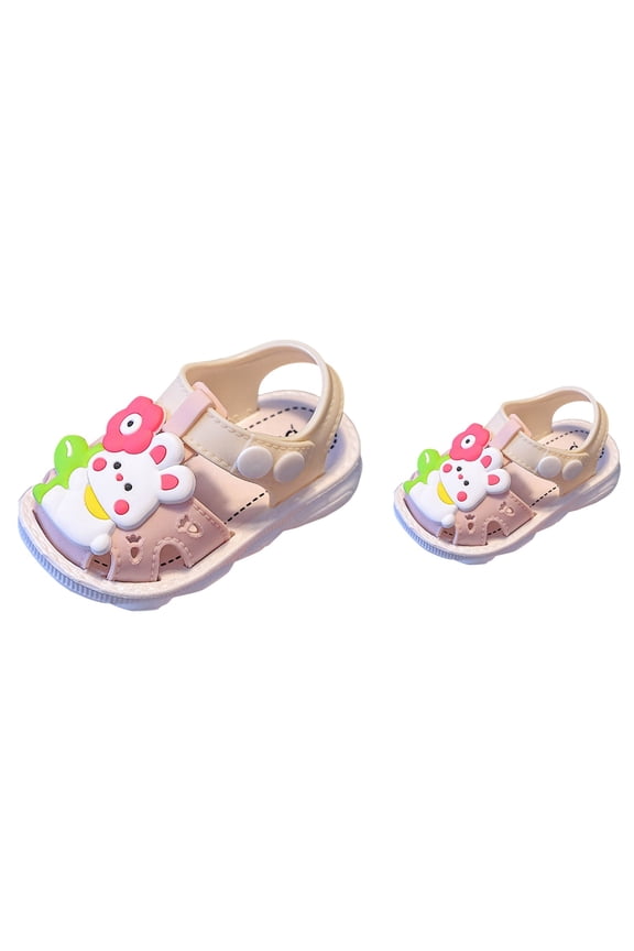 Comfortable Flat Sandals, Closed Toe Children Toddler Shoes for Indoor Outdoor Beach Summer Wear, Sturdy Bump-Proof First Walk Sandals for Ages 1 to 3 Years