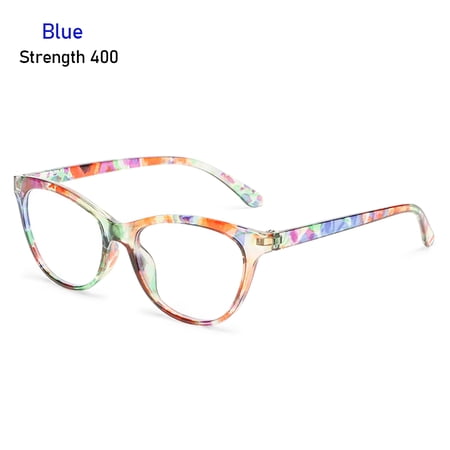Comfortable Flowers Portable Elegant Eye Protection Anti-Blue Light Eyeglasses Ultra Light Frame Reading Glasses BLUE STRENGTH 400