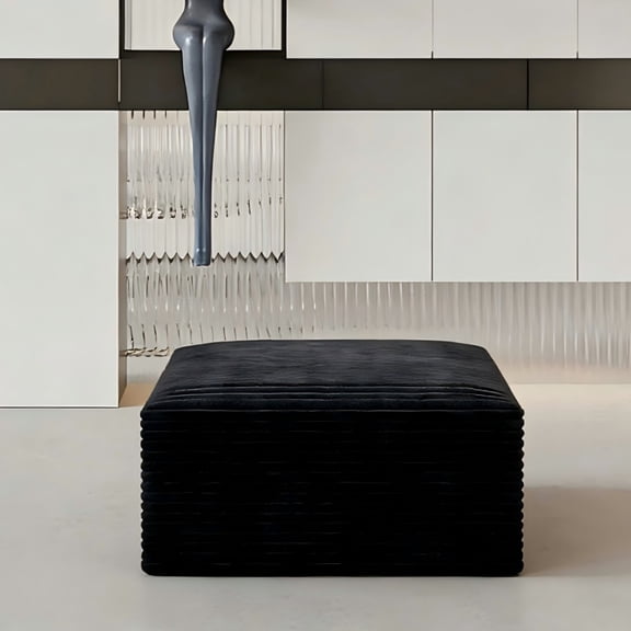 Comfortable Foam Ottoman! Black Footrest Stool in Single Box - Compact Foot Stool for Living Room