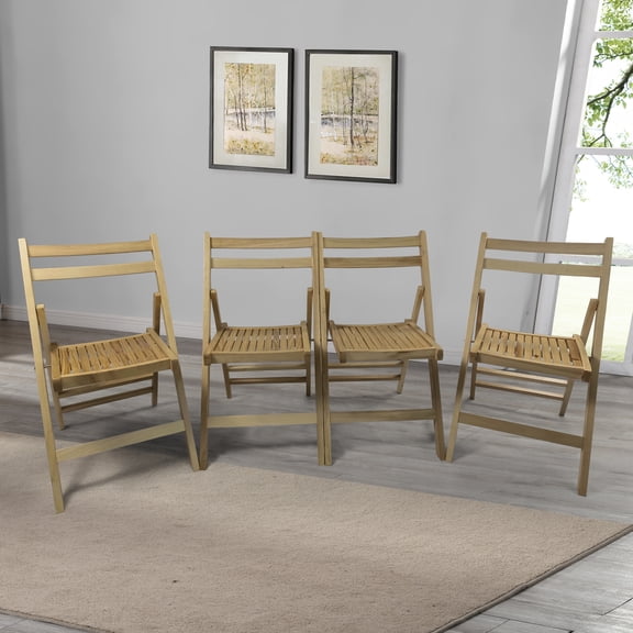 Comfortable Folding Chair In Solid Wood (4) - For All Occasions 4 Chairs And Functional For Any Occasion Space