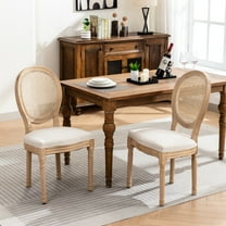 Comfortable French Style Back Dining Chairs, Solid Wood Construction, Linen Fabric, Cream Beige Tone Elegant Chair , Wood, , Soft Foam,