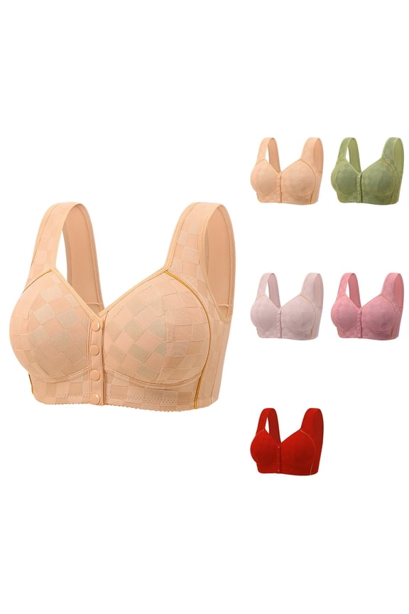 Comfortable Front Closure Bra for Women – Large, Thin, Sagging Side Support, Beauty Back, Shining, No Steel Ring, Wrapping Design