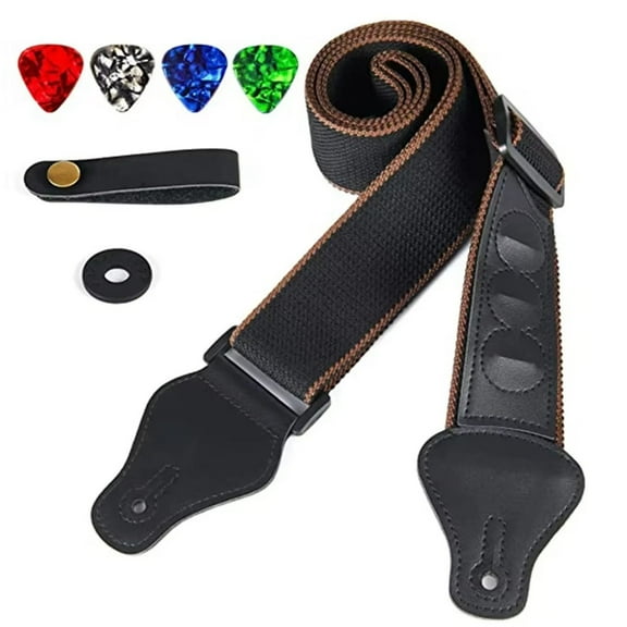 Comfortable Guitar Strap Nylon Adjustable for Acoustic and Electric Use for Ukulele Bass with Pick Pocket
