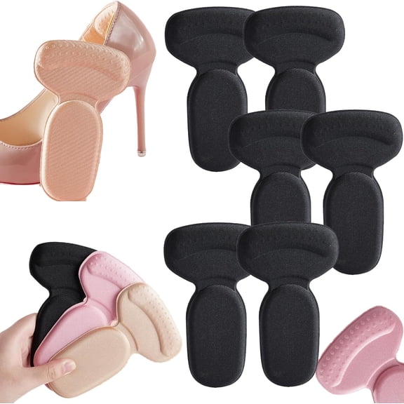 Comfortable Heels Cushioning Pads,Heel Inserts for Women,Heel Pads for Shoes,Non Slip Heel Pads Heel Cushion Inserts,High Heel Comfort Pads,Filler Improved Shoe Fit and Comfort (3Pair-Black)