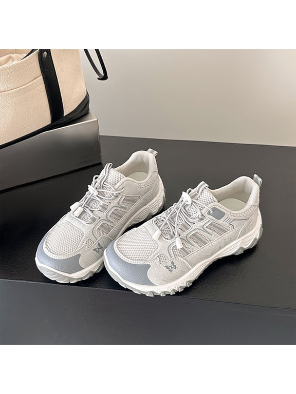 Comfortable Hiking Shoes for Women, Breathable Lightweight Chunky Platform Trail Sneakers, Non Slip Outdoor Round Toe Walking Shoes