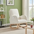thumbnail image 1 of Comfortable Indoor Rocking Chair, Modern Upholstered Glider with Wooden Legs and High Backrest, Multifunctional Armchair with Side Pocket for Living Room, Bedroom, Offices, 1 of 7