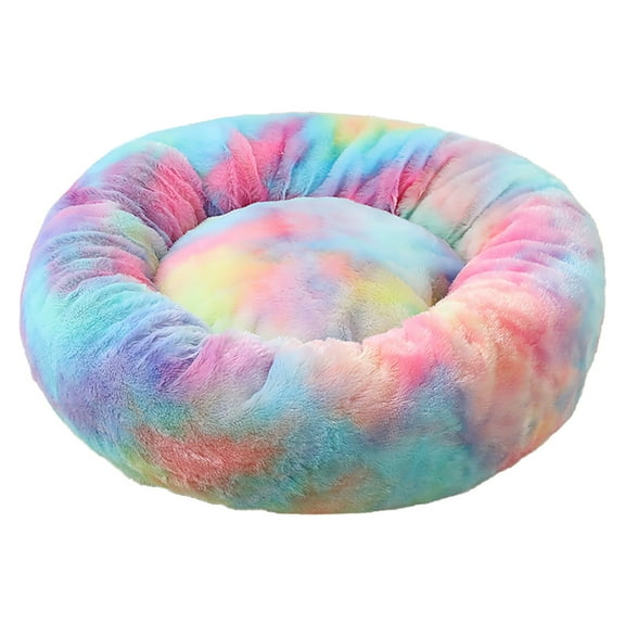 Comfortable Kennel Dogs Pet Litter Sleep PV Litter Sleeping Bed, Round Raised Rim Plush Donut Bed with Burrow Design, Super Soft Joint Support Washable Mat for Small Medium Large Dogs