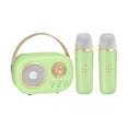thumbnail image 1 of Comfortable Kids Mini Karaoke Machine Set Portable Bluetooth Speaker With 2 Wireless Microphones For Birthday Gift Green, 1 of 1