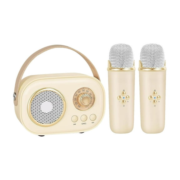 Comfortable Kids Mini Karaoke Machine Set Portable Bluetooth Speaker With 2 Wireless Microphones For Birthday Gift Yellow