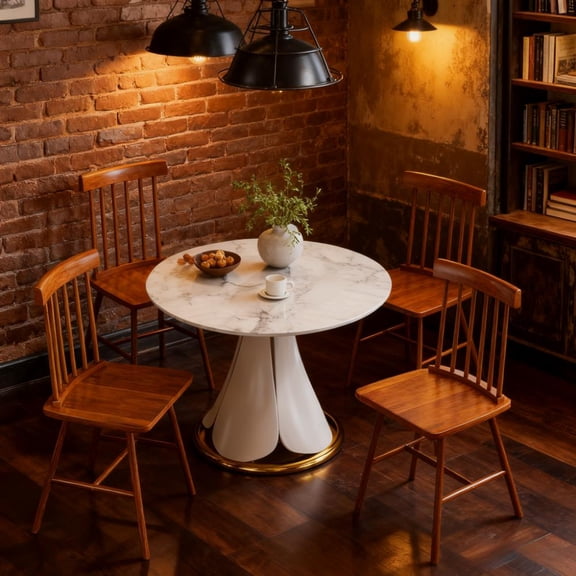 Comfortable Kitchen Chairs,Dining Chairs Set of 4,with Rubber Wood Frame,Spindle Back for Your Home