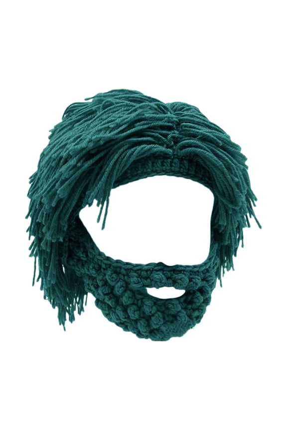 Comfortable Knit Cap Beard Tramp Design Warm Breathable Suitable Ski Parties Warm Winter Hat Men's Wigs Cap Turquoise One Size