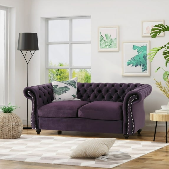 Modern Minimalist Fabric Loveseat 61.75inches Wide for Living Room