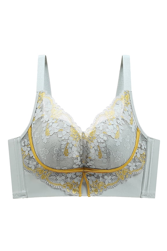 Comfortable Lace Bra No Steel Ring Adjustable Lift Bra for Women Breathable Underwear for Everyday Wear #Blue,40