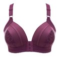 thumbnail image 1 of Comfortable Lace Breathable No Rim Bra Women's Plus Size Front Closure Underwear Everyday Wear #Purple,S, 1 of 2